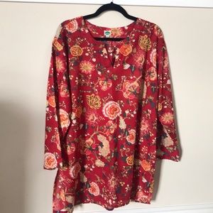 Red floral tunic